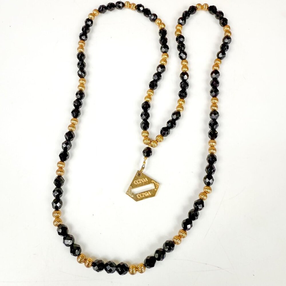 Women Of CCPOA Black Glass & Gold Tone Beads Necklace
